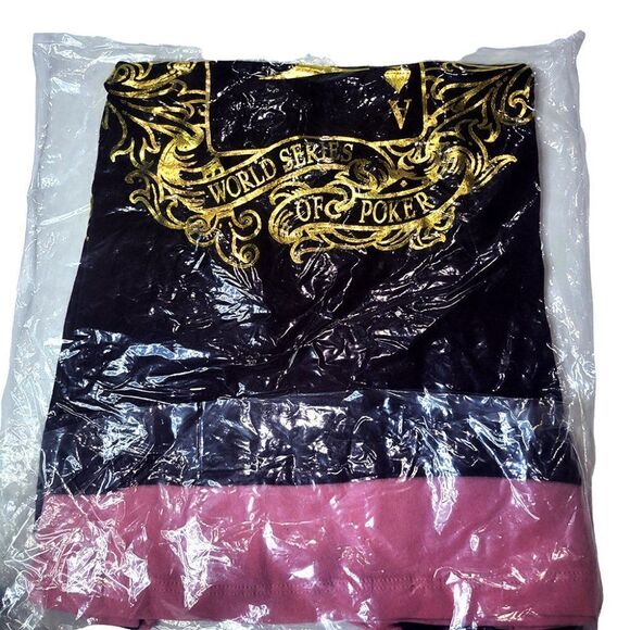 WSOP brown and pink with gold Ace of Spade T-shirt NIB - Picture 3 of 4